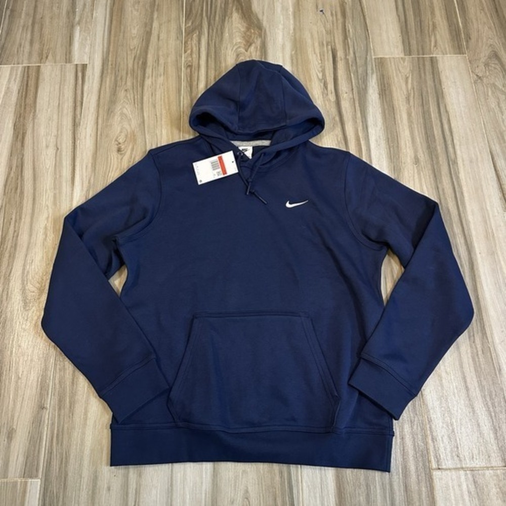 NWT Nike Sportswear Club Fleece Hoodie Size‎ Large Navy 611457-410 Casual Active
